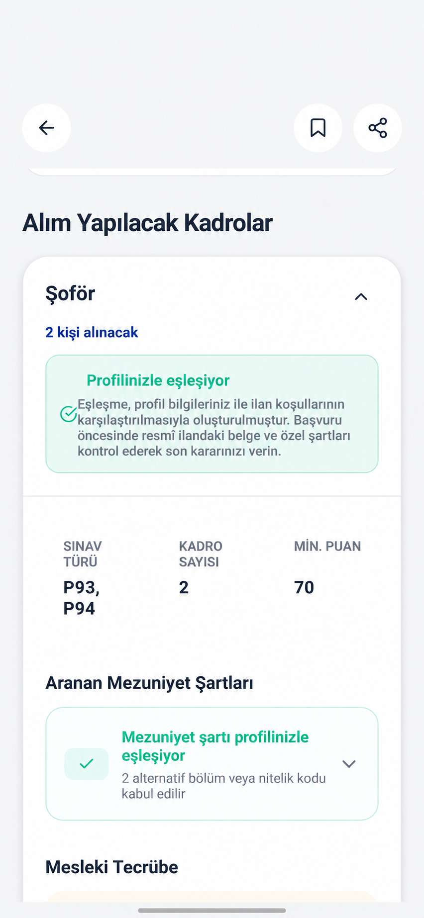 Açık tema ilan detay ekranı